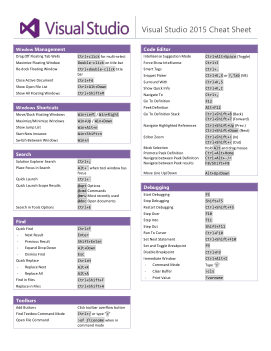 Visual Studio 2015 Cheat Sheet