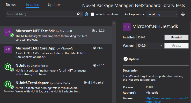 Add NuGet References to Test Project